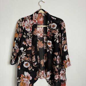 Sheer Floral_ short Kimono top